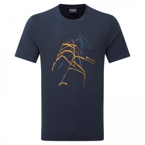 Montane Abstract Mountain T-shirts Herren Dunkelblau | TTM833MG