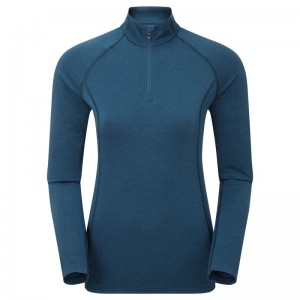 Montane Dart Thermo Zip Neck T-shirts Damen Navy Blau | JRA3421VV