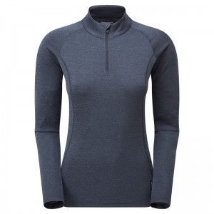 Montane Dart Zip Neck T-shirts Damen Dunkelblau | NET5985TR