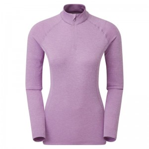 Montane Dart Zip Neck T-shirts Damen Grau Lila | ALW7946HD