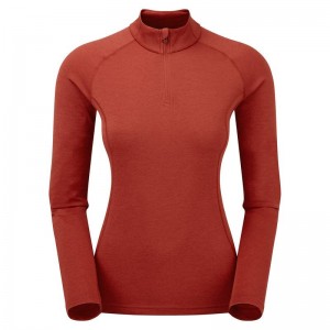 Montane Dart Zip Neck T-shirts Damen Orange Rot | EEN5476CJ