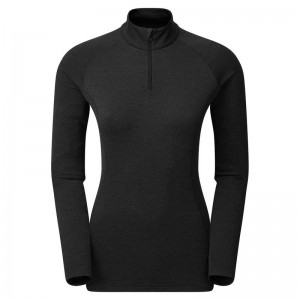 Montane Dart Zip Neck T-shirts Damen Schwarz | QQH6526SK