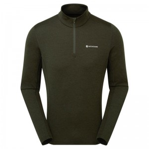 Montane Dart Zip Neck T-shirts Herren Dunkelgrün | TIM5018MT