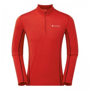 Montane Dart Zip Neck T-shirts Herren Rot | LDY138OG