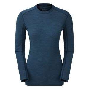 Montane Primino 140 Long Sleeve T-shirts Damen Navy Blau | IIE6970TA