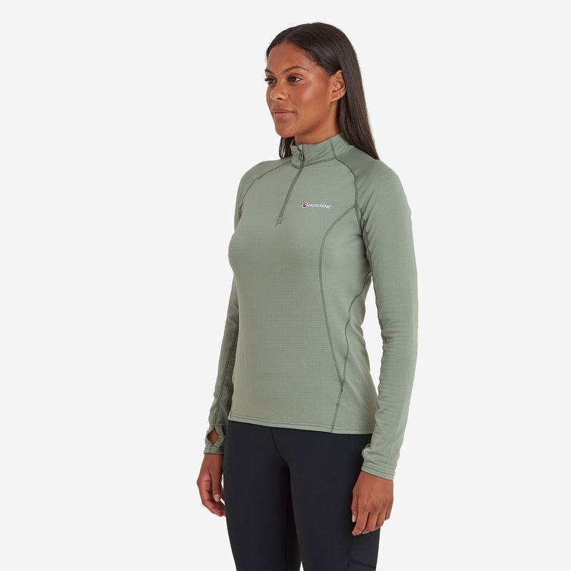 Montane Allez Micro Pull-On Fleecejacken Damen Grau Grün | PRE3259YM