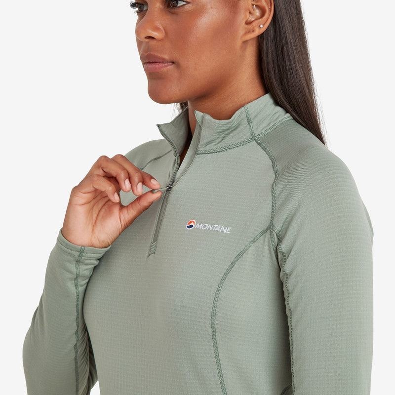 Montane Allez Micro Pull-On Fleecejacken Damen Grau Grün | PRE3259YM