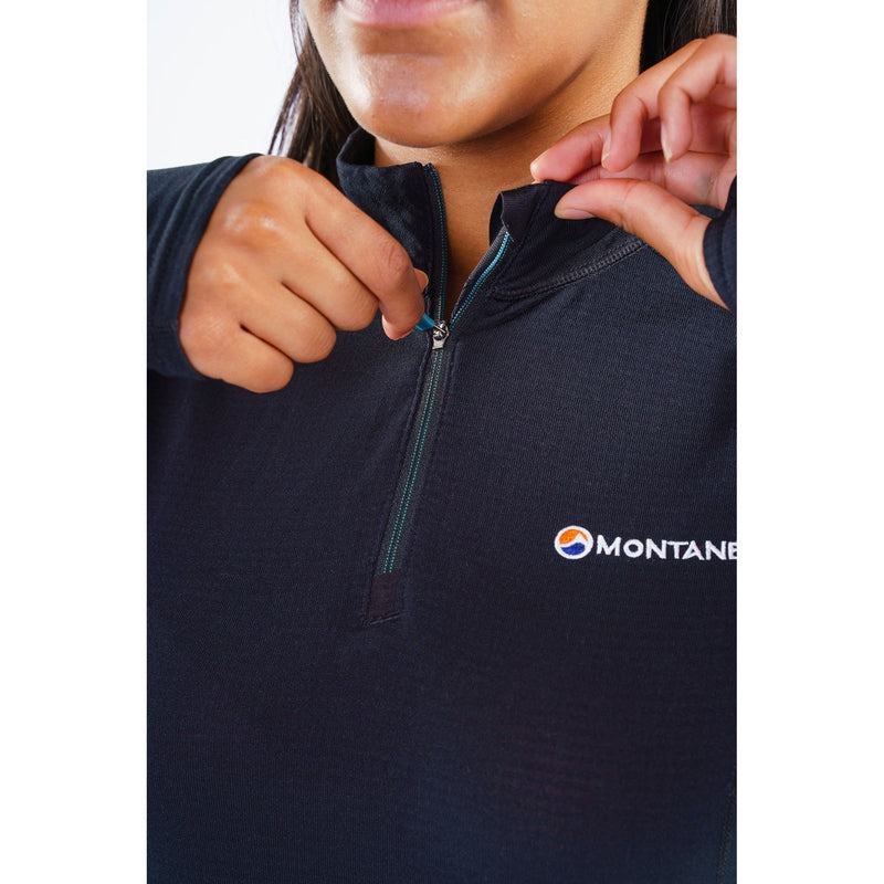 Montane Allez Micro Pull-On Fleecejacken Damen Schwarz | PTP882TY