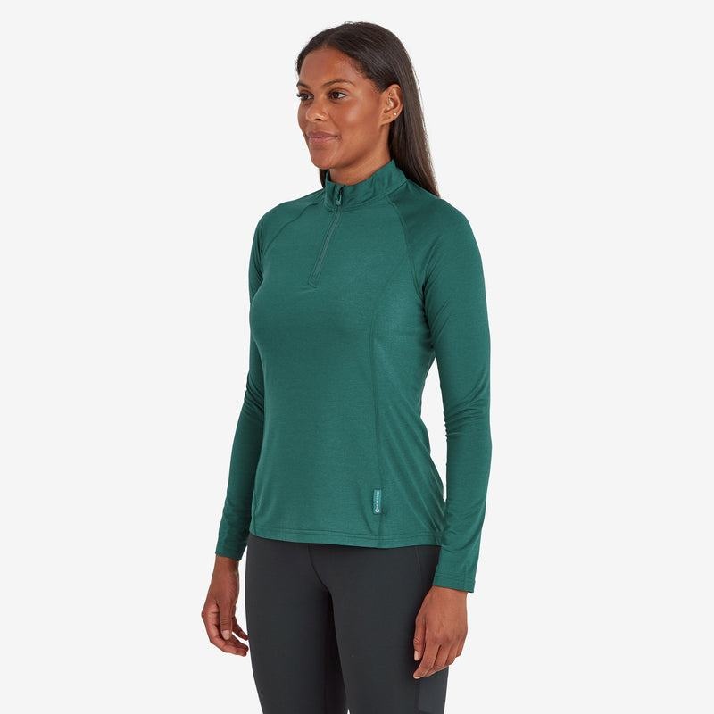 Montane Dart Thermo Zip Neck T-shirts Damen Dunkelgrün | BAP5948PQ