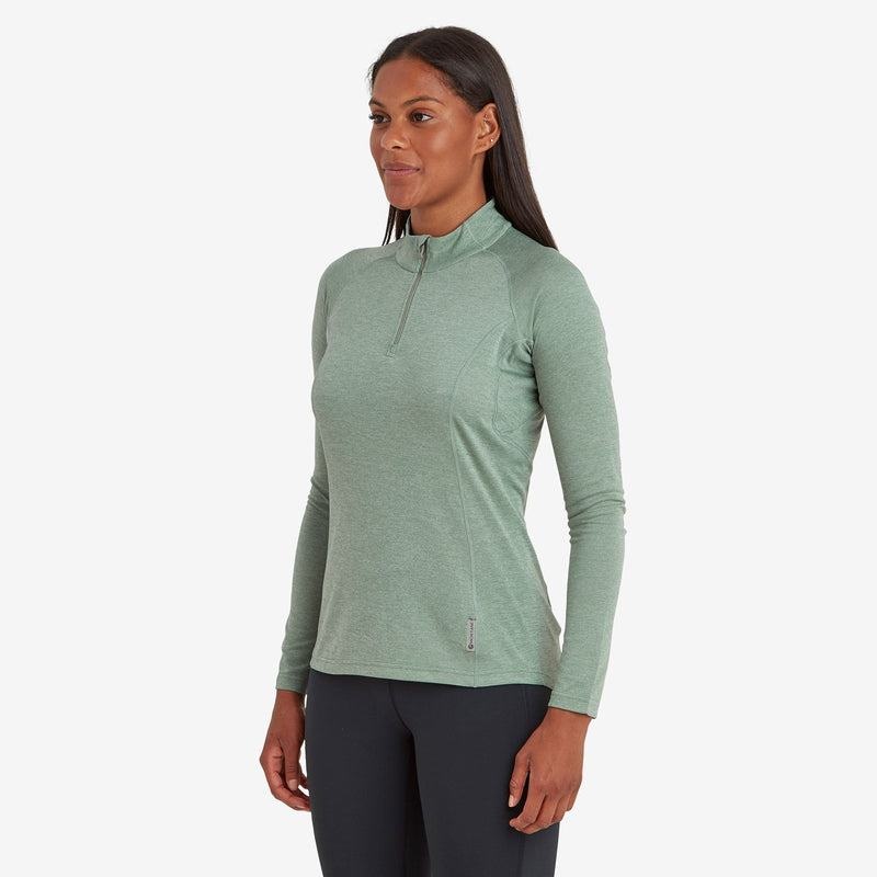 Montane Dart Zip Neck T-shirts Damen Grau Grün | KYE2457LR