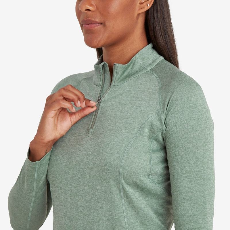 Montane Dart Zip Neck T-shirts Damen Grau Grün | KYE2457LR