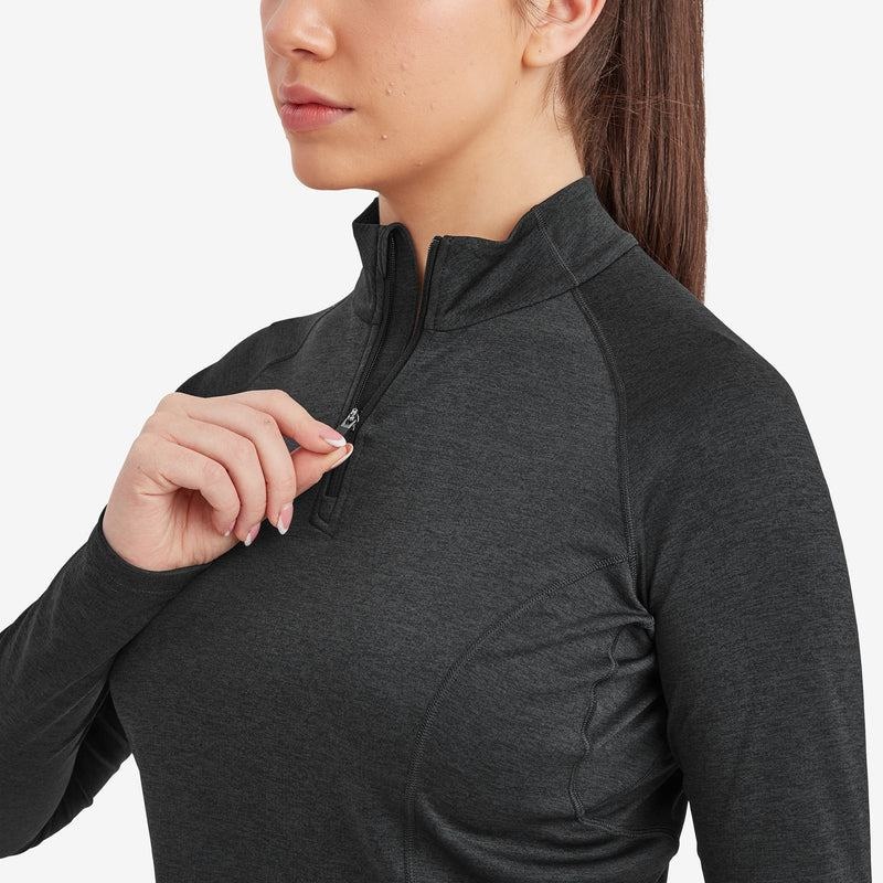 Montane Dart Zip Neck T-shirts Damen Schwarz | QQH6526SK